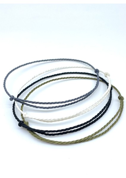 4'lü Minimal Erkek Ip Bileklik Seti
