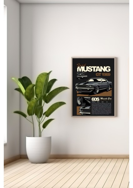 A3 Mustang Retro Baskılı Poster