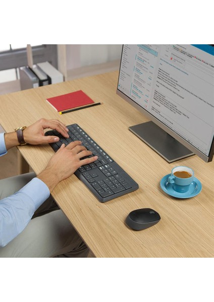 Logıtech MK235 Kablosuz Rusça Klavye Mouse Set-Siyah