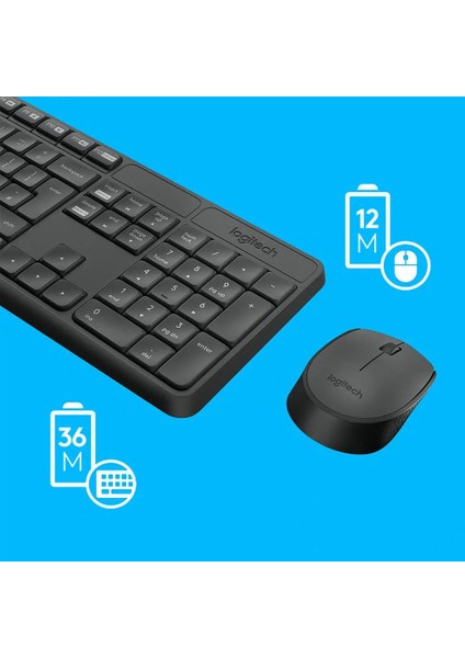 Logıtech MK235 Kablosuz Rusça Klavye Mouse Set-Siyah