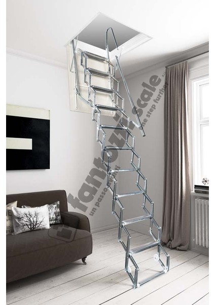 Fantozzi Acisvazia Italya Menşei 70X120 Galveniz Kaplı Makaslı Metal Çatı Merdiveni H:320CM