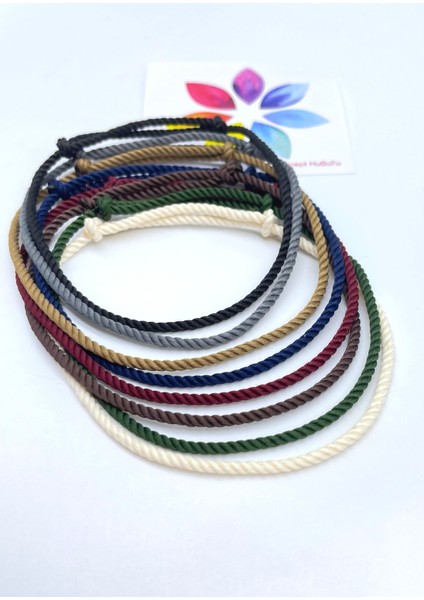 8'li Minimal Erkek Burgulu Ip Bileklik Seti