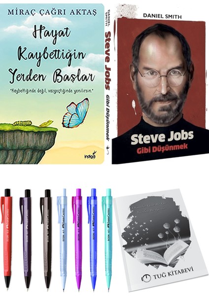 Hayat Kaybettiğin Yerden Başlar Miraç Çağrı Aktaş ve Steve Jobs Gibi Düşünmek 2li Set + Hediyeli