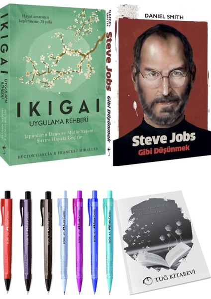 Ikıgaı Uygulama Rehberi ve Steve Jobs Gibi Düşünmek 2li Set + Hediyeli