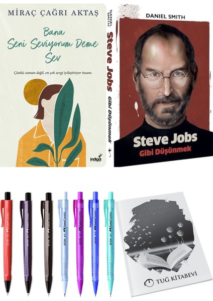 Bana Seni Seviyorum Deme Sev Miraç Çağrı Aktaş ve Steve Jobs Gibi Düşünmek 2li Set + Hediyeli