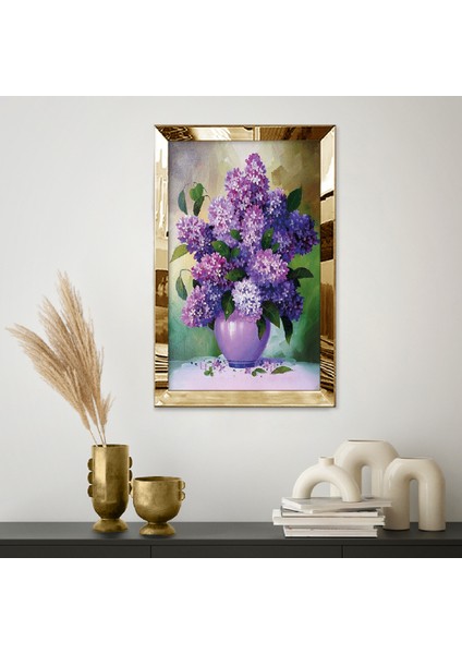Gold Aynalı Pleksi Çerçeveli Vazoda Lavanta Çiçeği Tablosu fiyatları