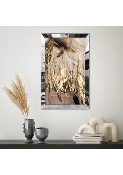 Gümüş Aynalı Pleksi Çerçeveli Modern Sanatsal Kahverengi Beyaz Soyut Çizim Tablo fiyatları