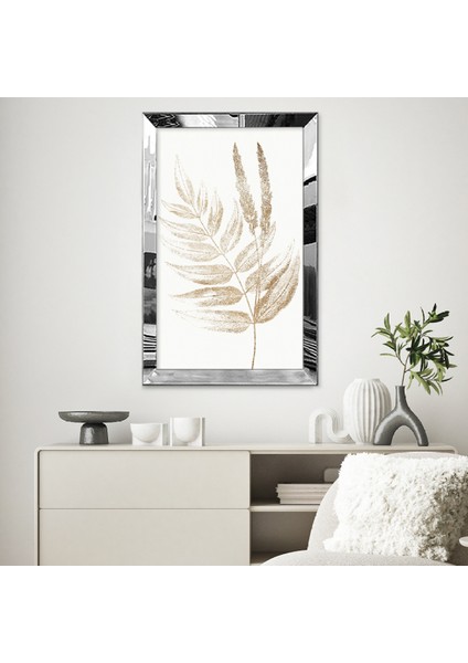 Gümüş Aynalı Pleksi Çerçeveli Büyük Altın Yaprak Tablosu