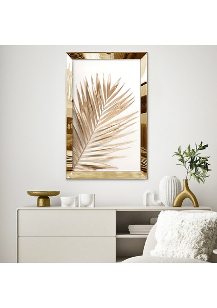 Gold Aynalı Pleksi Çerçeveli Altın Yaprak Tablosu