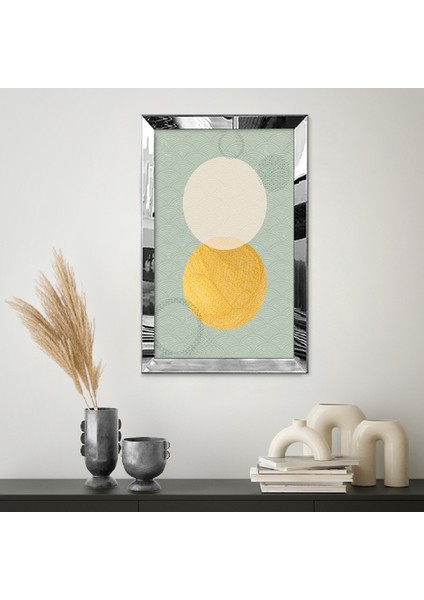 Gümüş Aynalı Pleksi Çerçeveli Desenli Güneş ve Ay Soyut Tasarım Tablosu fiyatları