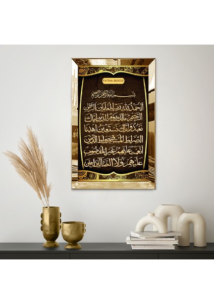 Gold Aynalı Pleksi Çerçeveli Arapça Fatiha Suresi Tablosu fiyatları