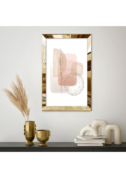 Gold Aynalı Pleksi Çerçeveli Minimalist Soyut Şekiller Tablosu fiyatları