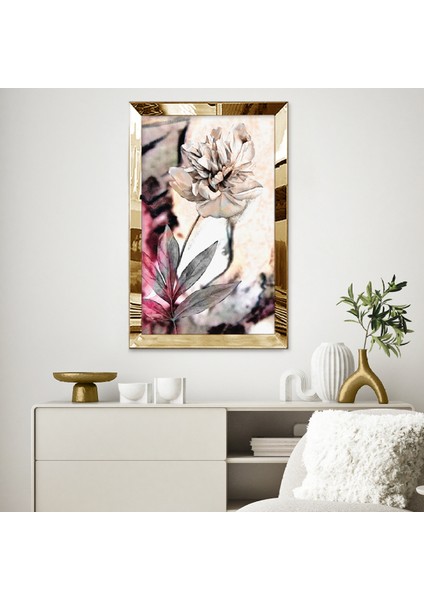 Gold Aynalı Pleksi Çerçeveli Retro Tarzında Gül Tablosu