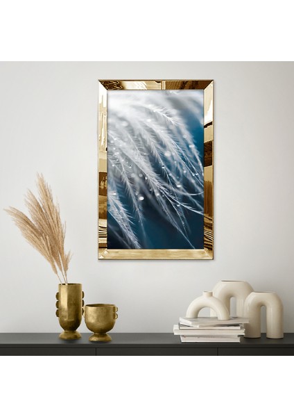 Gold Aynalı Pleksi Çerçeveli Yağmur Damlalı Tüyler Kış Tablo fiyatları