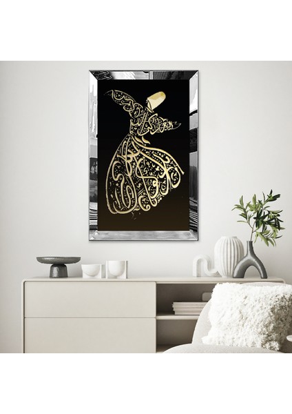 Gümüş Aynalı Pleksi Çerçeveli Semazen Motifli Tablosu