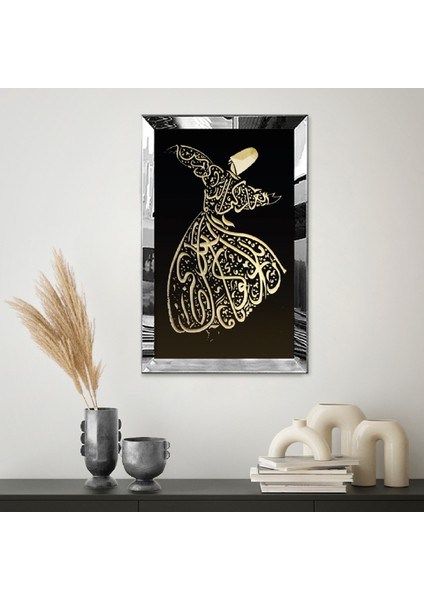 Gümüş Aynalı Pleksi Çerçeveli Semazen Motifli Tablosu fiyatları