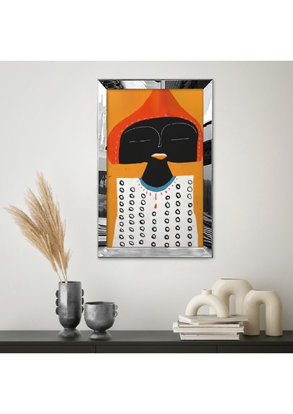 Gümüş Aynalı Pleksi Çerçeveli Modern Kırmızı Siyah Beyaz Soyut Çizim Tablo fiyatları