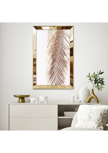 Gold Aynalı Pleksi Çerçeveli Altın Palmiye Yaprağı Tablosu