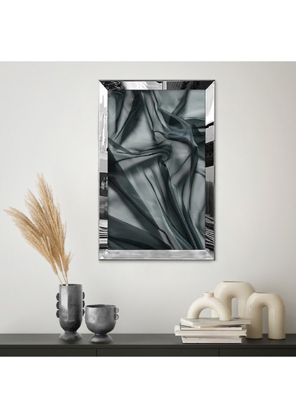 Gümüş Aynalı Pleksi Çerçeveli Estetik Tarzda Siyah Tül Tablosu fiyatları
