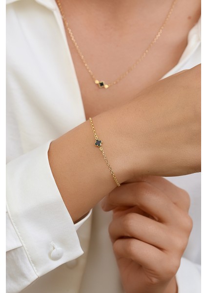 Altınkesesi 14 Ayar Altın Siyah Yoncalı Bileklik fiyatları