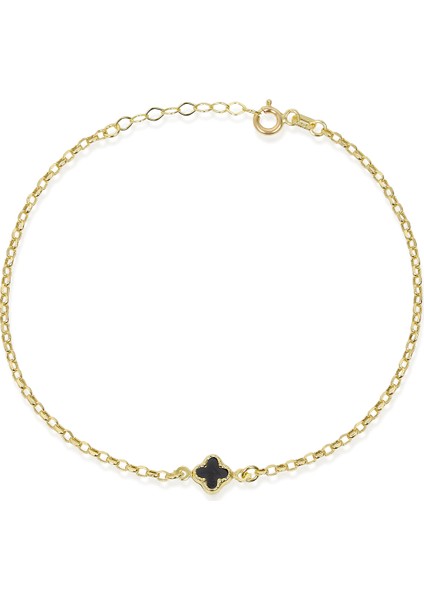 Altınkesesi 14 Ayar Altın Siyah Yoncalı Bileklik indirimleri