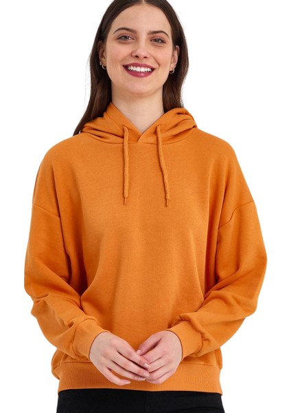 Kadın Şardonsuz Kapüşonlu Oversize Sweat