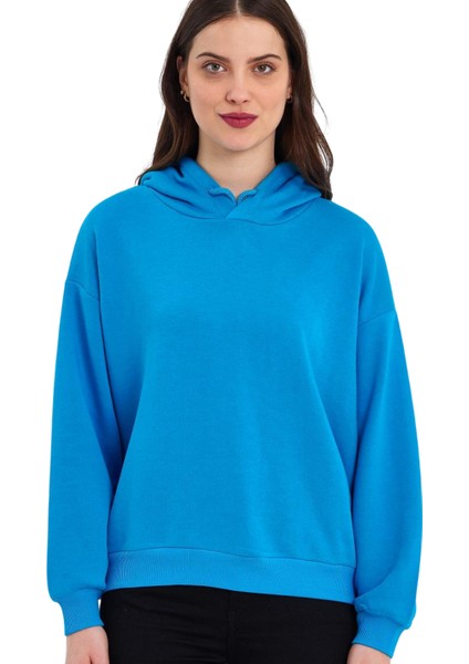 Kadın Şardonsuz Kapüşonlu Oversize Sweat