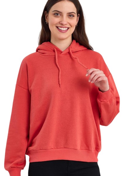 Kadın Şardonsuz Kapüşonlu Oversize Sweat
