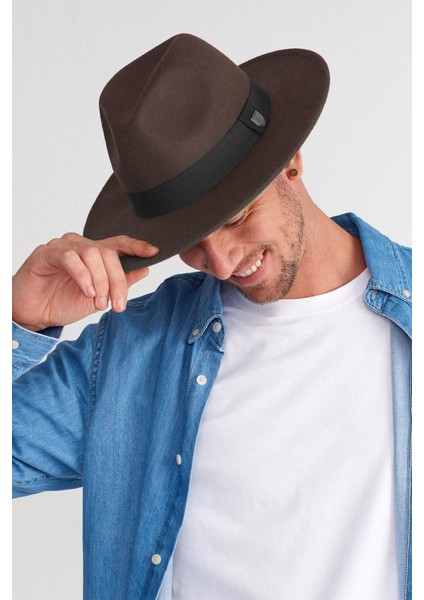 Erkek Büyük Beden 60CM Kahve Fedora Şapka