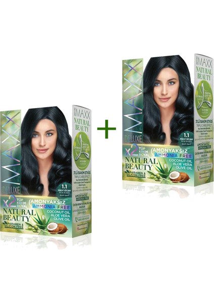 2 Paket Natural Beauty Amonyaksız Saç Boyası 1.1 Mavi Siyah