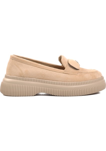 884904 Bej Süet Kadın Günlük Ayakkabı