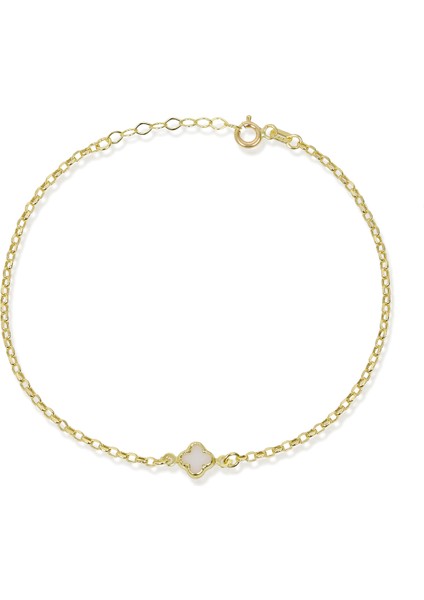 14 Ayar Altın Beyaz Yoncalı Bileklik fırsatları