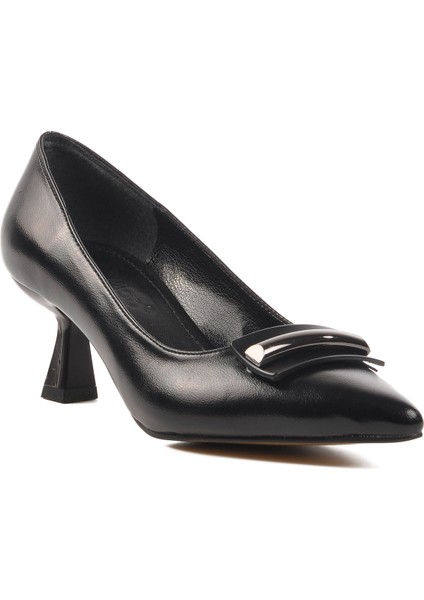357101 Siyah Cilt Kadın Topuklu Ayakkabı modelleri