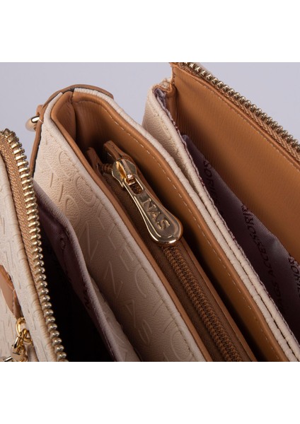 Kadın Çapraz Çanta Kalın Ayarlanabilir Askılı Çanta Krem Camel Gofraj (En: 26 cm, Boy: 22 cm ) fırsatları