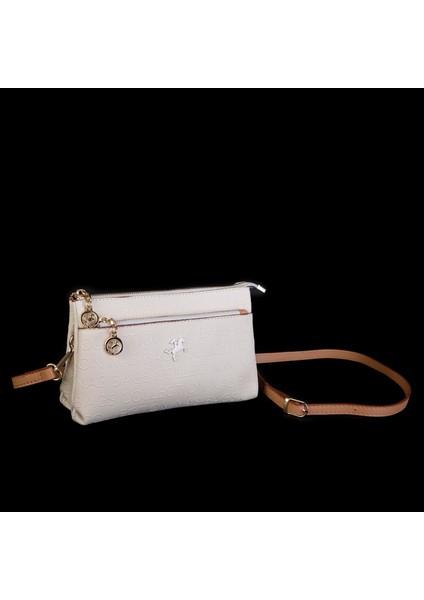 Kadın Çapraz ve Clutch Çanta Bilek ve Çapraz Askılı Krem Camel Gofraj (24X15 Cm)