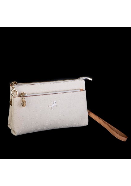 Kadın Çapraz ve Clutch Çanta Bilek ve Çapraz Askılı Krem Camel Gofraj (24X15 Cm) modelleri