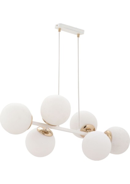 Cross 6'lı Beyaz Glob Camlı Modern Sarkıt Avize Oturma Odası Salon modelleri