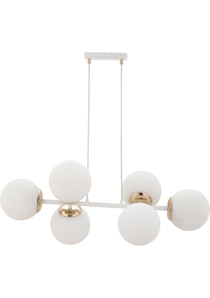 Cross 6'lı Beyaz Glob Camlı Modern Sarkıt Avize Oturma Odası Salon fırsatları