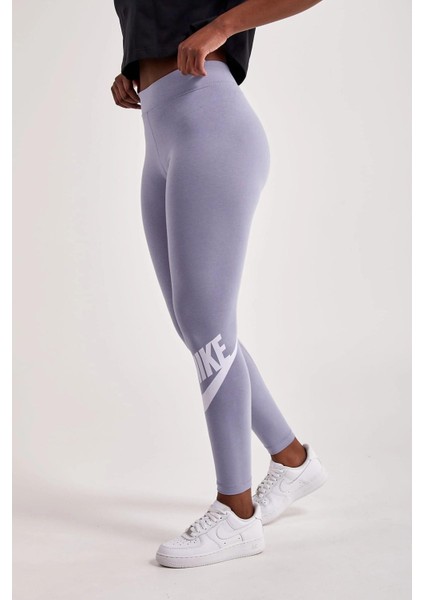 Sportswear Club High-Rise Leggings Yüksek Belli Pamuklu Lila Tayt