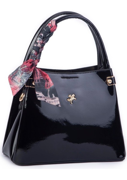 Kadın Şık Sade Midiboy El ve Çapraz Çanta Siyah Krşk Rugan