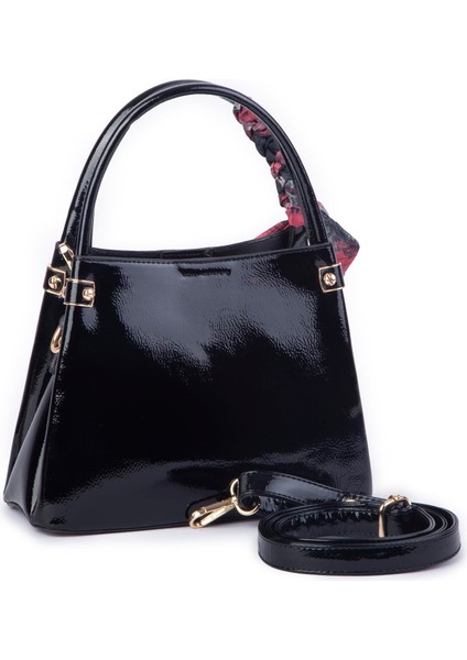 Kadın Şık Sade Midiboy El ve Çapraz Çanta Siyah Krşk Rugan modelleri