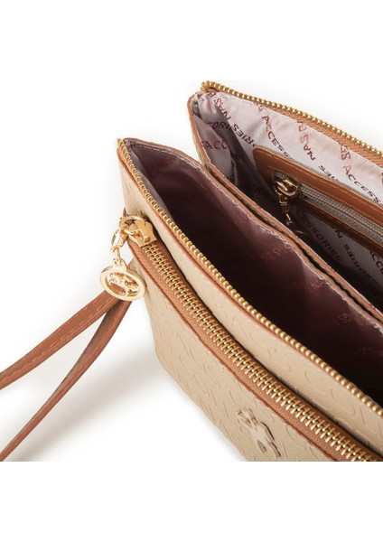 Kadın Çapraz ve Clutch Çanta Bilek ve Çapraz Askılı Kum Taba Gofraj (24X15 Cm) fırsatları