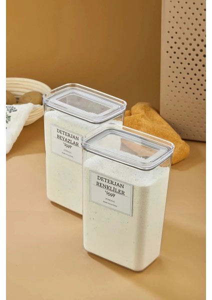 Deterjan Kutusu/vakum Kapaklı Banyo Düzenleyici Saklama Kutusu (RENKLİLER)-(BEYAZLAR)(2900ML)2.9LT