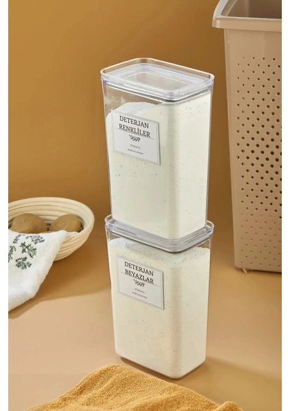 Deterjan Kutusu/vakum Kapaklı Banyo Düzenleyici Saklama Kutusu (RENKLİLER)-(BEYAZLAR)(2900ML)2.9LT