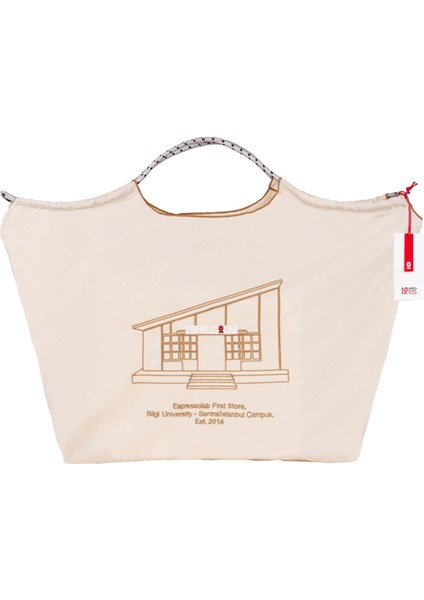 10. Yıl Özel Sınırlı Üretim Bej Shopper Çanta - Katlanabilir, Su Geçirmez, Pratik Tasarım