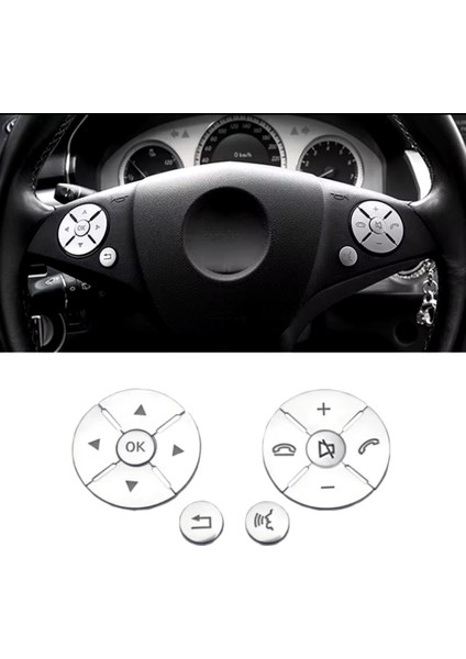 Mercedes C Serisi Direksiyon Tuş Kaplaması Gümüş W204 2008-2010