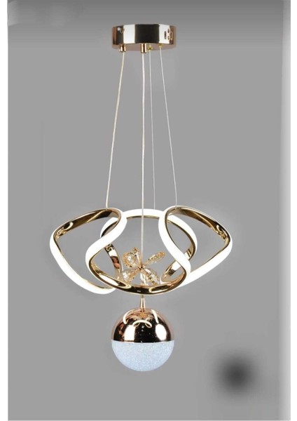 Dron Avize - Rose Gold 3 Renk Led’li Taç Lı Modern Salon ve Oturma Odası LED Avize Aydınlatması