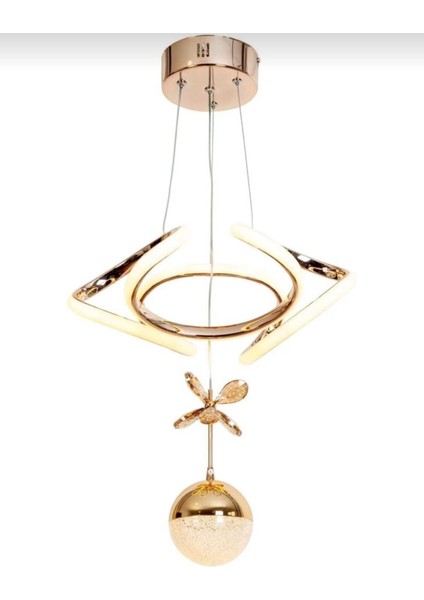 Dron Avize - Rose Gold 3 Renk Led’li Taç Lı Modern Salon ve Oturma Odası LED Avize Aydınlatması fiyatları