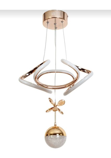 Dron Avize - Rose Gold 3 Renk Led’li Taç Lı Modern Salon ve Oturma Odası LED Avize Aydınlatması fırsatları