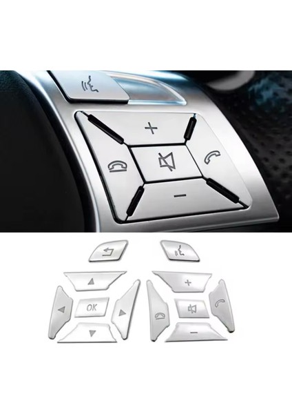 Mercedes E Serisi W212 Direksiyon Tuş Kaplaması Gümüş 2013-2016